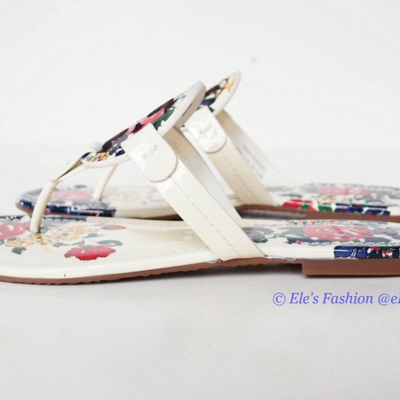 ❤️ NIB Tory Burch Miller Leather Thong Sandal Ivory Tea Rose US 7 7.5 AUTHENTIC - Picture 8 of 12